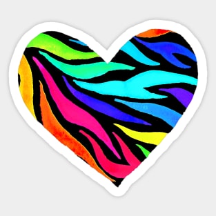 Rainbow Zebra Print Heart Sticker